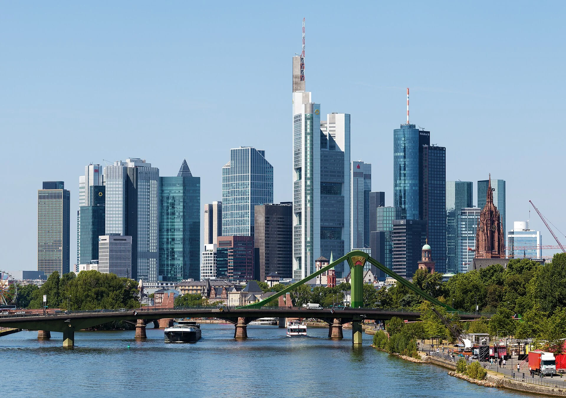 Frankfurt am Main skyline above the river Main